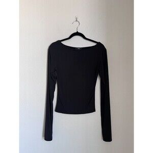 Khy Soft Stretch Boat Neck Long Sleeve in Black Size SMALL